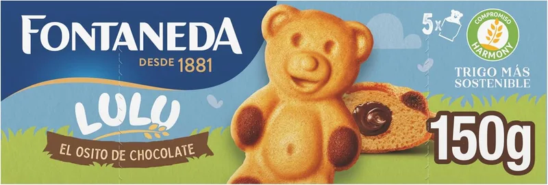 Fontaneda ▫️ Osito Lulu, Bolachas Recheadas de Chocolate, Macias e Fofas, 150 g (5 bolachas)