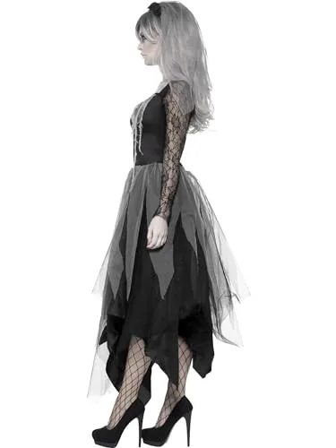 Smiffy's ▫️ Smiffys, Fato de Noiva do Cemitério para Mulher, Vestido e Véu Cor-de-rosa 2