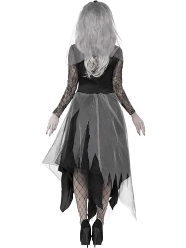 Smiffy's ▫️ Smiffys, Fato de Noiva do Cemitério para Mulher, Vestido e Véu Cor-de-rosa 3