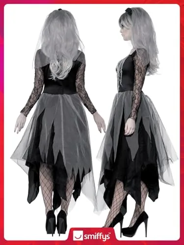 Smiffy's ▫️ Smiffys, Fato de Noiva do Cemitério para Mulher, Vestido e Véu Cor-de-rosa 6