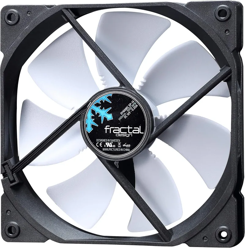 Fractal Design ▫️ GP-14 Dynamic Fan 140mm Silenciosa de Alta Ventilação 1000RPM Rolamentos Aerodinâmicos Preto/Branco