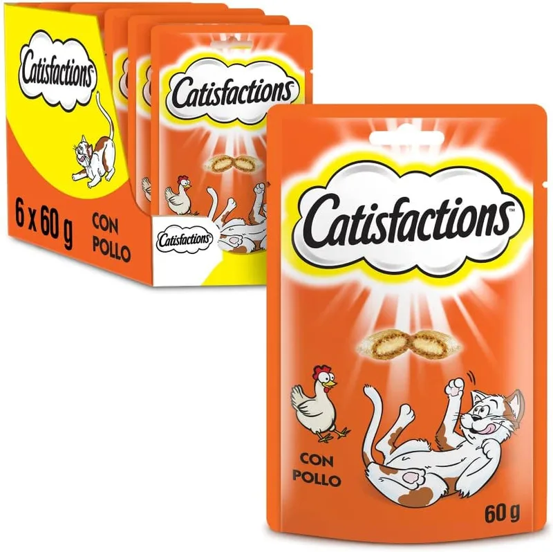 Catisfactions ▫️ Mars Guloseimas para gatos, sabor a frango (6 x 60g)