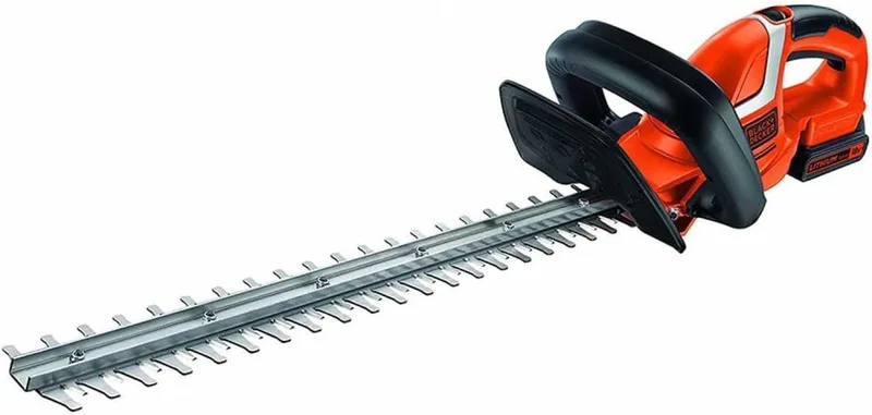 Black+Decker ▫️ Cortador de sebes de 18 V com bateria de lítio de 2,0 Ah e lâmina de 45 cm e 18 mm, com espaçamento entre os dentes e 18 níveis de potência, GTC1845L20