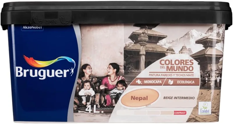 Bruguer ▫️ Colores do Mundo Tinta para paredes de camada única Nepal Bege Médio 4 L