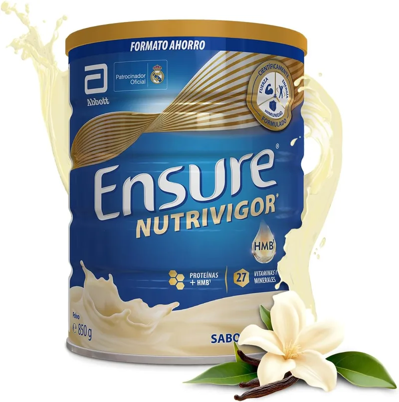 Ensure ▫️ Nutrivigor - Suplemento Alimentar para Adultos, com HMB, Proteínas, Vitaminas e Minerais, como o Cálcio - Sabor a Baunilha - 850 g