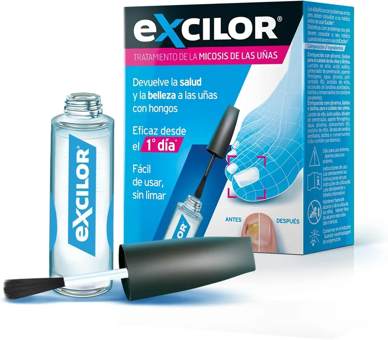 Excilor ▫️ Tratamento da micose das unhas, Solução, Devolve a saúde e a beleza às unhas infetadas, Penetração rápida, Fácil aplicação com pincel, Clinicamente testado, 3,3 ml