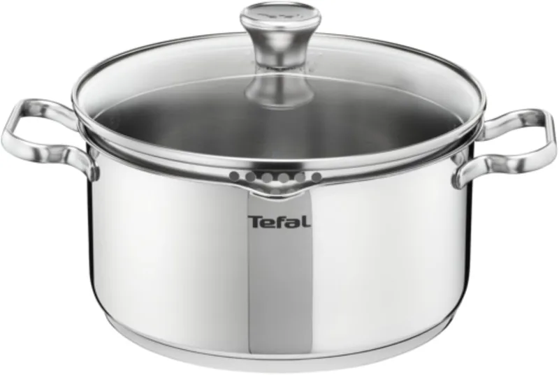 Tefal ▫️ Duetto - Panela de 20 cm, adequada para indução, Thermo-Fusion, adequada para máquina de lavar louça e forno, marcas de medição, aço inoxidável