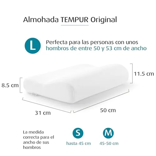 TEMPUR ▫️ Almofada Original, sensação firme, tamanho L (50 x 31 x 11,5/8,5 cm) 2