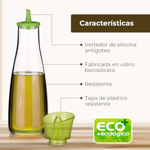 Tescoma ▫️ Garrafa de azeite em vidro borossilicato com bico de silicone - 250 ml - Ideal para azeite, vinagre e molhos - Adequada para a máquina de lavar louça - Dispensador para a cozinha e para a mesa 3