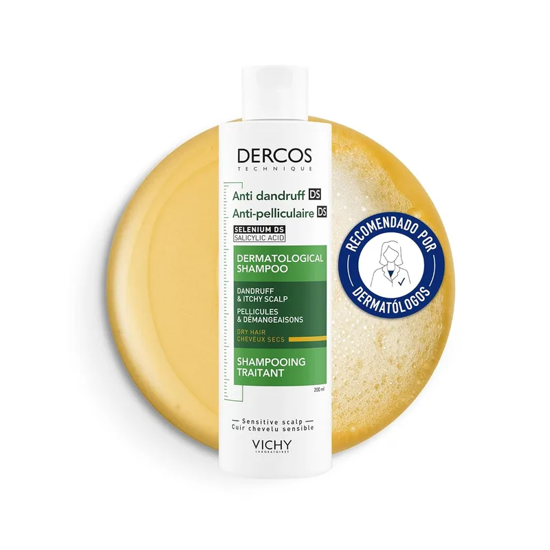 VICHY ▫️ Champô Anticaspa, Cabelo Seco, Elimina a Caspa e Reduz a Comichão, Couro Cabeludo Limpo e Saudável, Dupla Eficácia, Unissexo, Dercos Technique, 200 ml