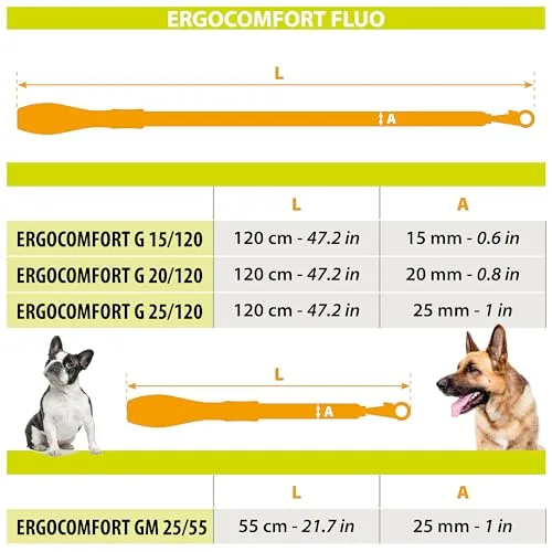 Ferplast ▫️ Trela Curta para Cães ERGOFLUO, para cães de grande porte, alça ergonómica almofadada, nylon, dimensões: 55 cm x 2,5 cm, rosa 4
