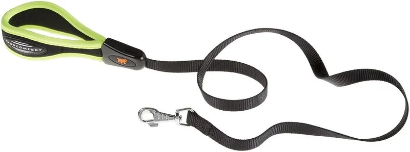 Ferplast ▫️ Trela para Cão ERGOFLUO, Trela para Cão de Grande Tamanho, Pega ergonómica almofadada, Nylon. Tamanho 120 cm, Amarelo