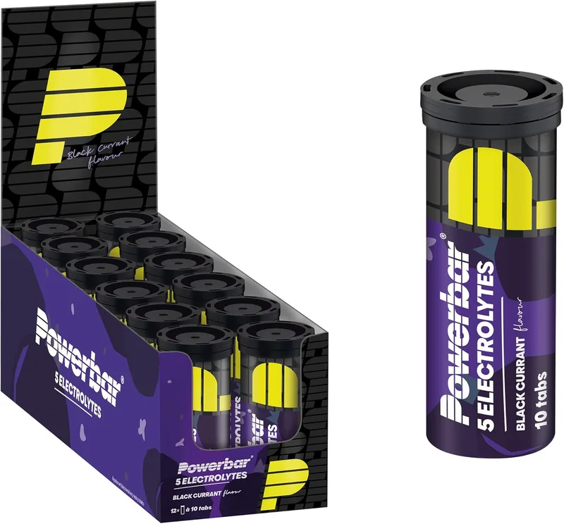 PowerBar ▫️ 5 Eletrólitos - Groselha Preta - 12x10 Comprimidos - Comprimidos efervescentes com 5 eletrólitos - 10 unidades (embalagem de 12)