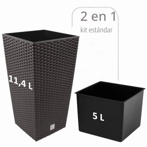 Prosperplast ▫️ Vaso «Rato» de 11,4 litros com inserção de 20 x 20 x 37,6 cm, na cor ocre escuro 2