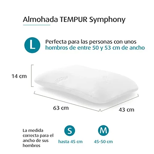 TEMPUR ▫️ Almofada Symphony, Firme, Tamanho L (63 x 43 x 14 cm), Branca 2