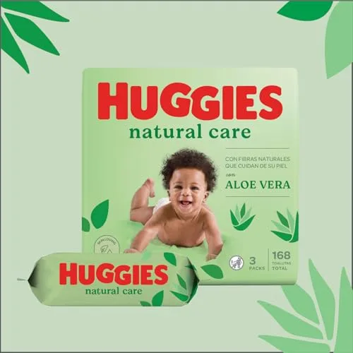 HUGGIES ▫️ Toalhitas para bebé Natural Care, com aloé vera, 10 embalagens de 56, total de 560 toalhitas 2