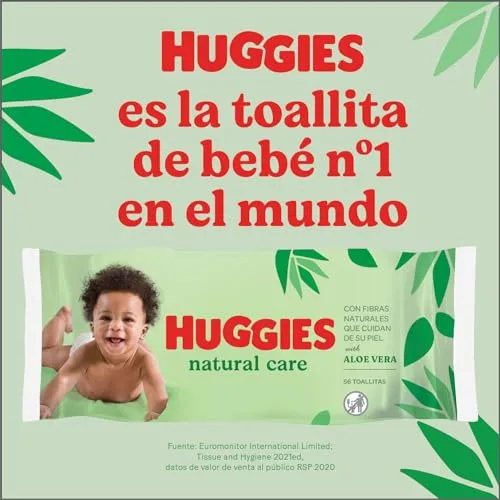 HUGGIES ▫️ Toalhitas para bebé Natural Care, com aloé vera, 10 embalagens de 56, total de 560 toalhitas 7