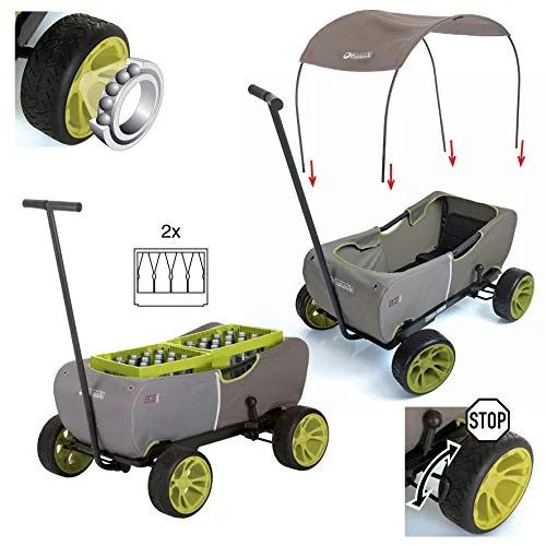 hauck ▫️ Carro de mão Eco Mobil, adequado para 2 crianças, carrinho de transporte dobrável, sistema anti-capotamento, capota, carrinho infantil, assento almofadado, travão, carrinho dobrável, carga máxima de 50 kg, Forrest Grayge 2