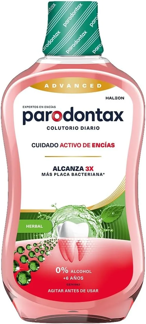 Parodontax ▫️ à base de ervas, enxaguante bucal para sangramento das gengivas, uso diário, gengivas saudáveis e hálito fresco, sem álcool, 500 ml