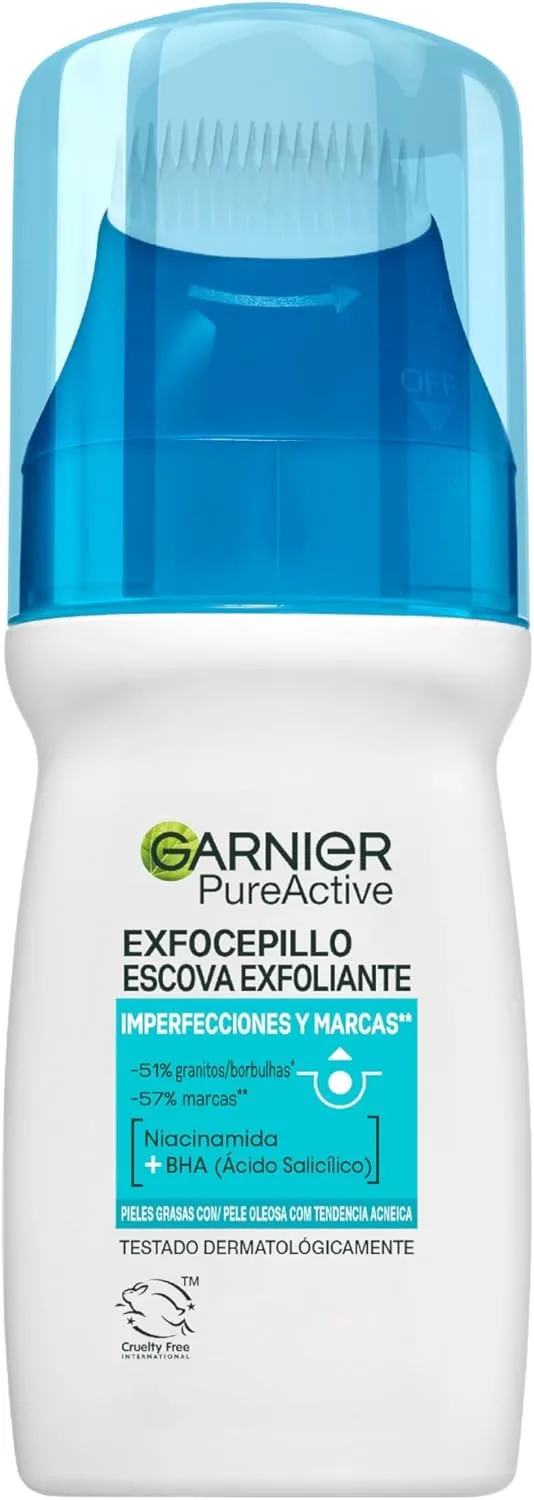 Garnier ▫️ Skin Active Expocepillo: Limpeza profunda e anti-imperfeições | Ação anti-marcas e anti-manchas para o rosto, desobstrui os poros em profundidade, PureActive