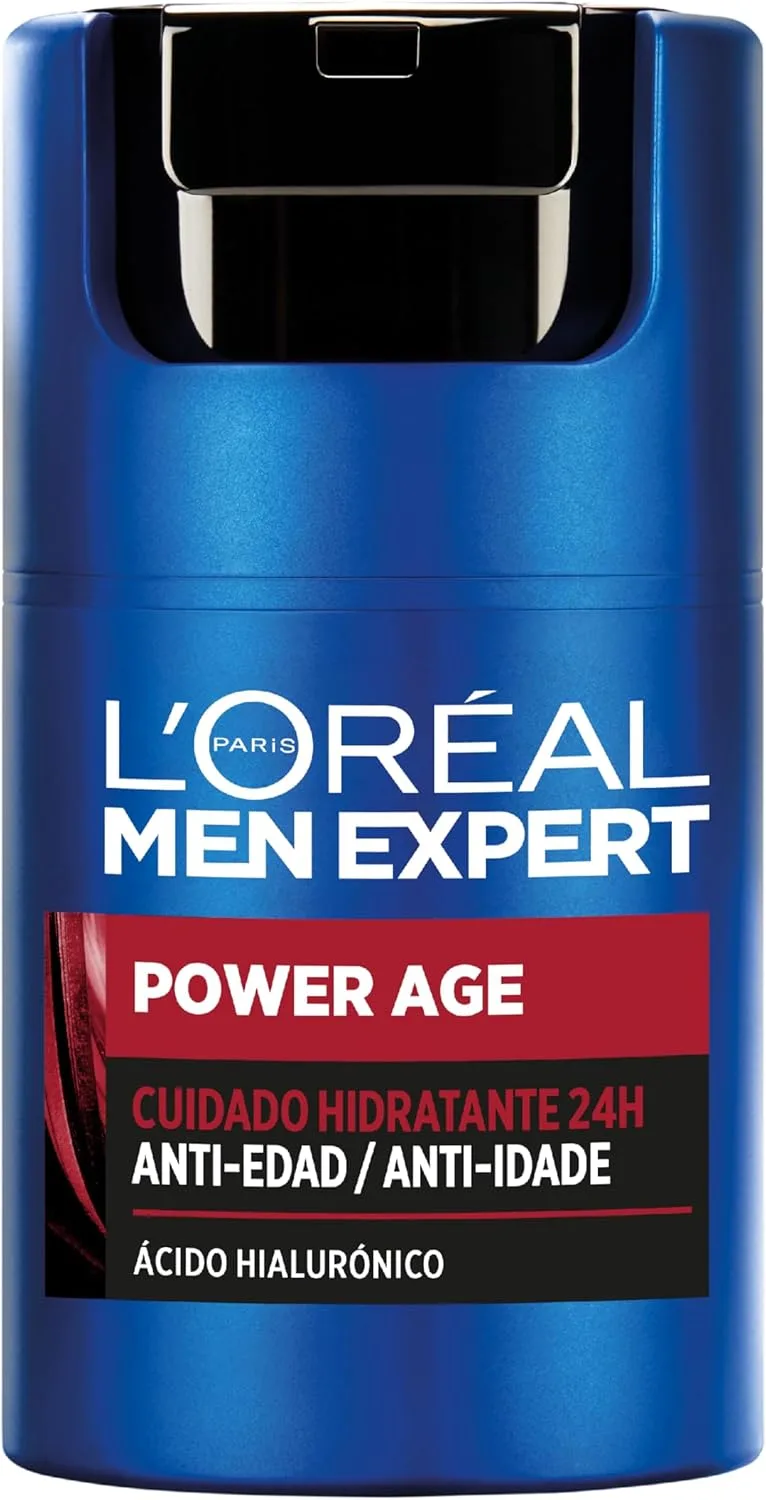 L'Oreal Paris Men Expert ▫️ L'ORÉAL PARIS - Men Expert Power Age 24H Creme Hidratante Anti-Envelhecimento com Ácido Hialurónico, 50ml, Refirma, Fortalece e Revitaliza a Pele
