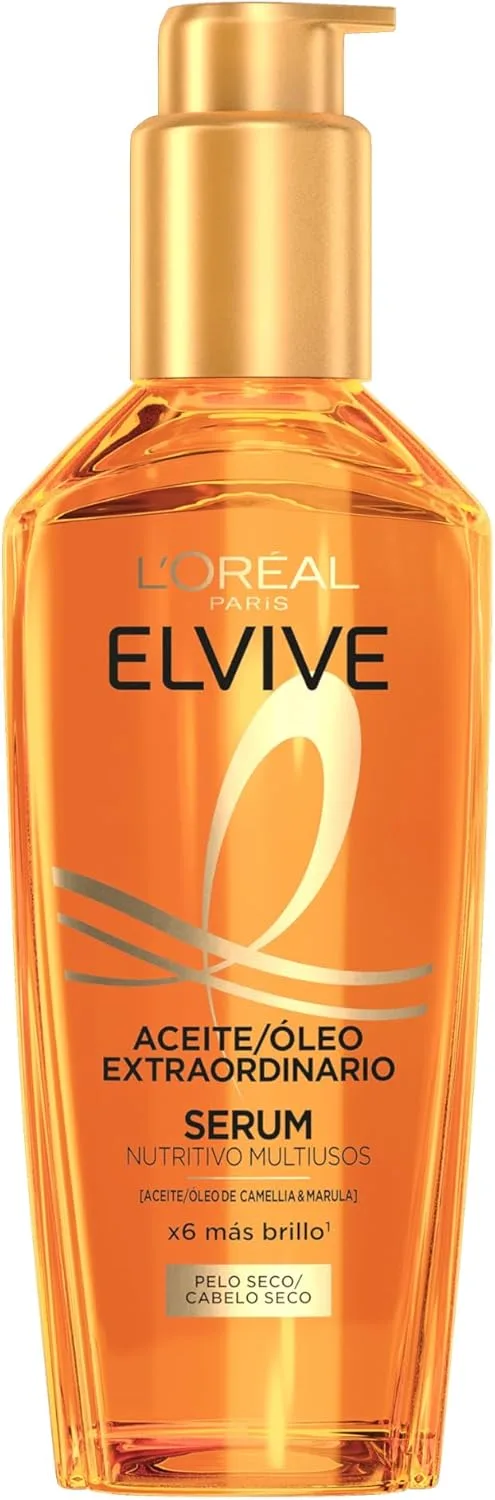 L'Oreal Paris ▫️ L'Oréal Paris Elvive Óleo Extraordinário - Sérum Nutritivo Multiusos, 100 ml | Sérum enriquecido com óleos de camélia e marula, para cabelo seco, confere brilho, hidratação profunda e nutre sem deixar o cabelo pesado