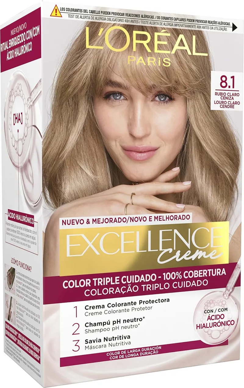 L'Oreal Paris ▫️ L'Oréal Paris Excellence Crème Tinte Permanente, 8.1 Loiro Claro Cinza