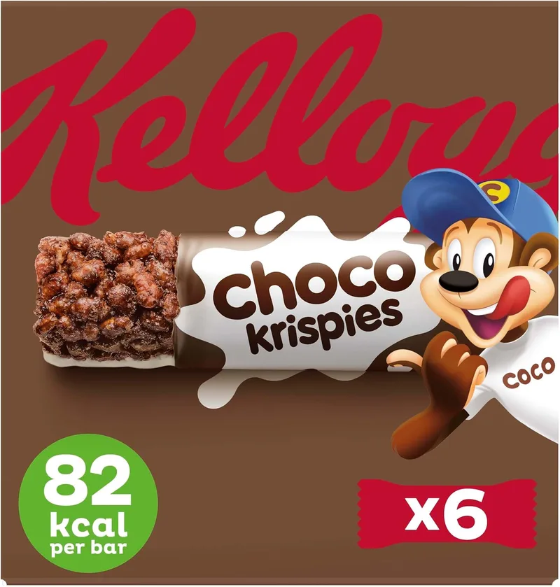 Kellogg's ▫️ Barras de cacau e leite Choco Krispies Embalagem 6 x 20g