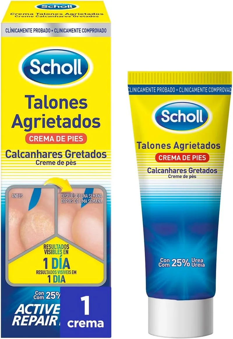 Dr. Scholl's ▫️ Scholl Creme Reparador para Calcanhares Gretados, 60 ml - Hidratação Intensiva com Ureia a 25%, Active Repair K+ e Queratina, Repara Pés Secos, Gretados e Danificados, Resultados desde o 1.º dia