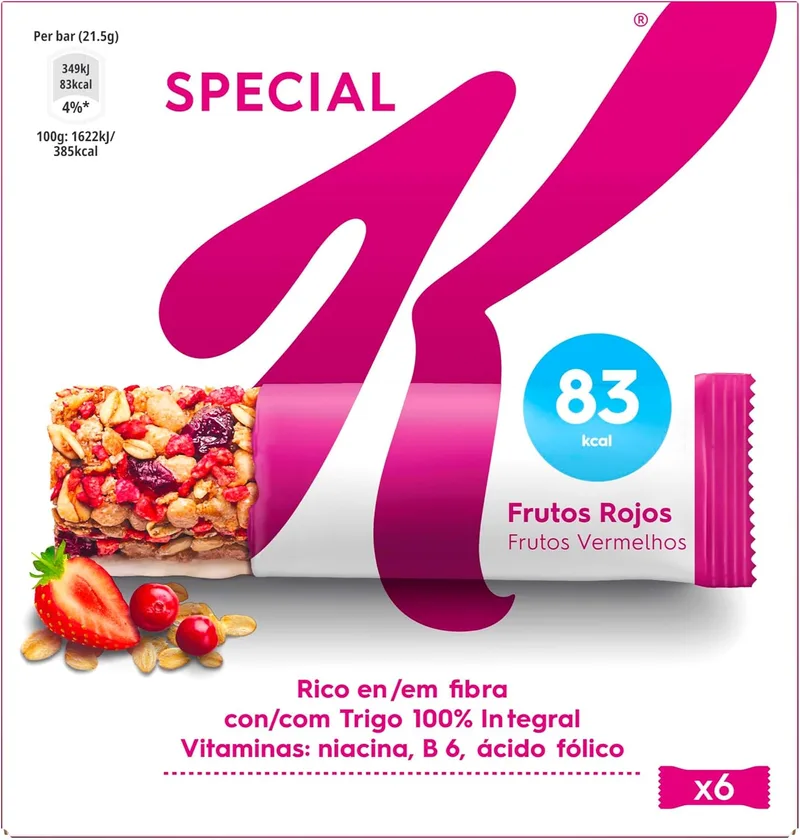 Kellogg's ▫️ Special K Barras de Frutos Vermelhos Embalagem de 6 x 21,5 g
