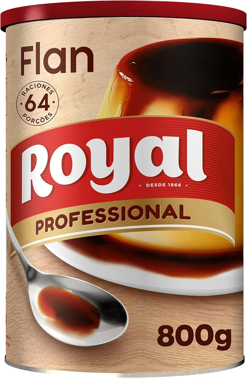 Royal ▫️ Professional Flan, mistura de Flan em pó 64 porções, pote de 800 g