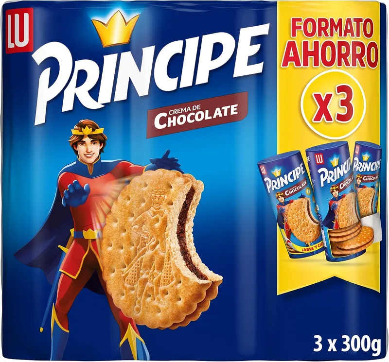 LU ▫️ Príncipe Original Bolachas Sanduíche Recheadas, Chocolate, Embalagem de 3 x 300 g | Bolachas sanduíche recheadas de chocolate com um sabor irresistível e uma textura estaladiça, ideais para lanches e para partilhar