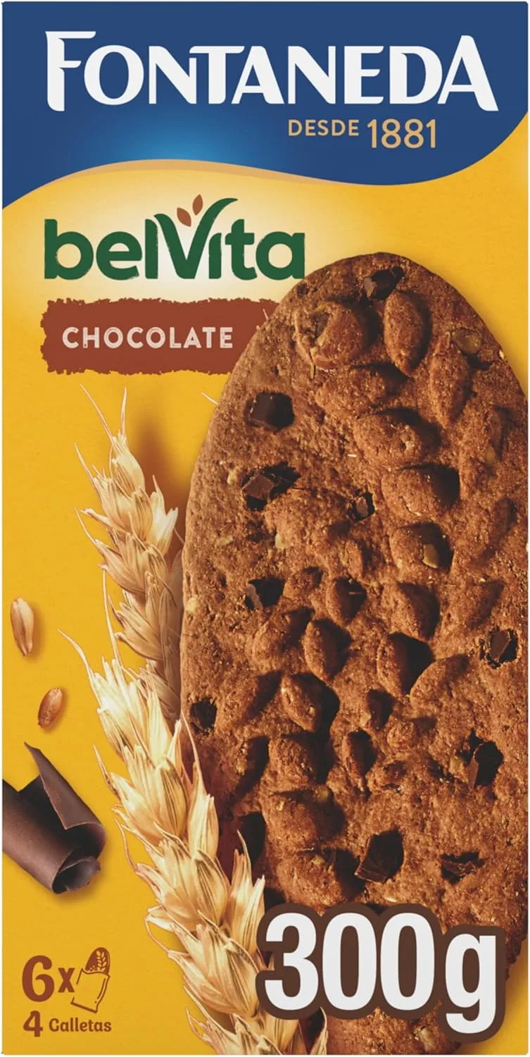 Fontaneda ▫️ BelVita Milk & Cereals Crunchy Breakfast Biscuits 24 bolachas, 6 pacotes, 5 farinhas integrais nutritivas, para um pequeno-almoço saudável e equilibrado, em casa e em viagem, 300g