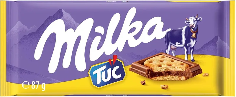 Milka ▫️ TUC, Tableta de Chocolate de Leite Coberta com Bolachas TUC, 87 g