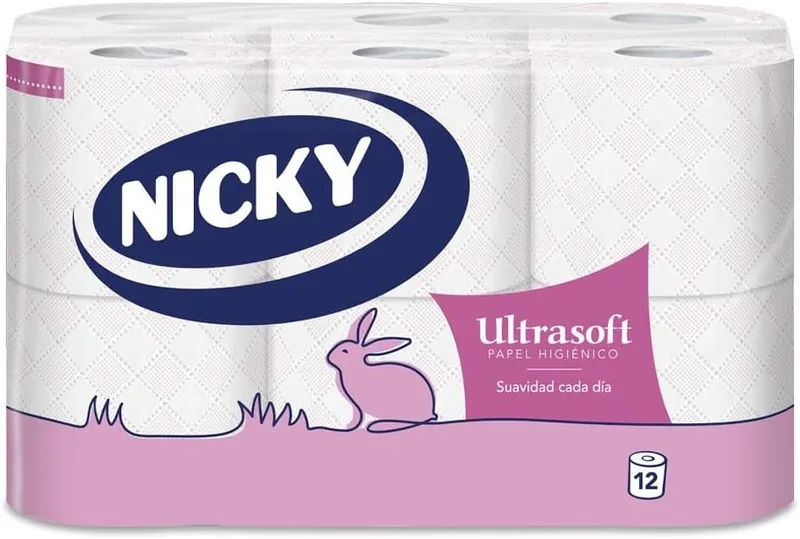 Nicky ▫️ Ultrasoft, 12 rolos de papel higiénico, 2 camadas