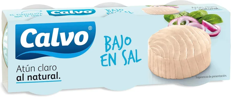 Calvo ▫️ Atum Claro ao Natural com Baixo Teor de Sal, Embalagem de 3 x 80 g