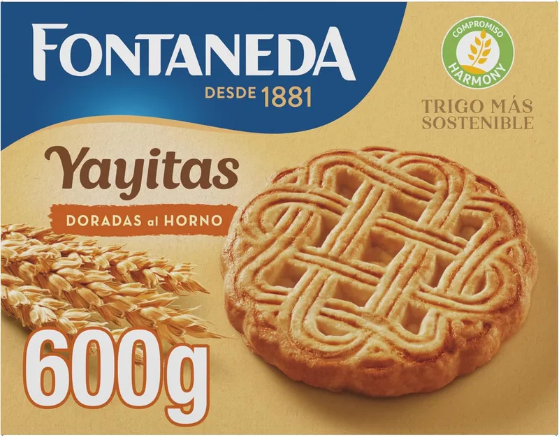 Fontaneda ▫️ Yayitas Bolachas Douradas Assadas no Forno, 72% de cereais, fonte de fibra, 600 g | Bolachas Yayitas Douradas elaboradas com cereais e ricas em fibra, ideais para o pequeno-almoço, lanches e receitas caseiras