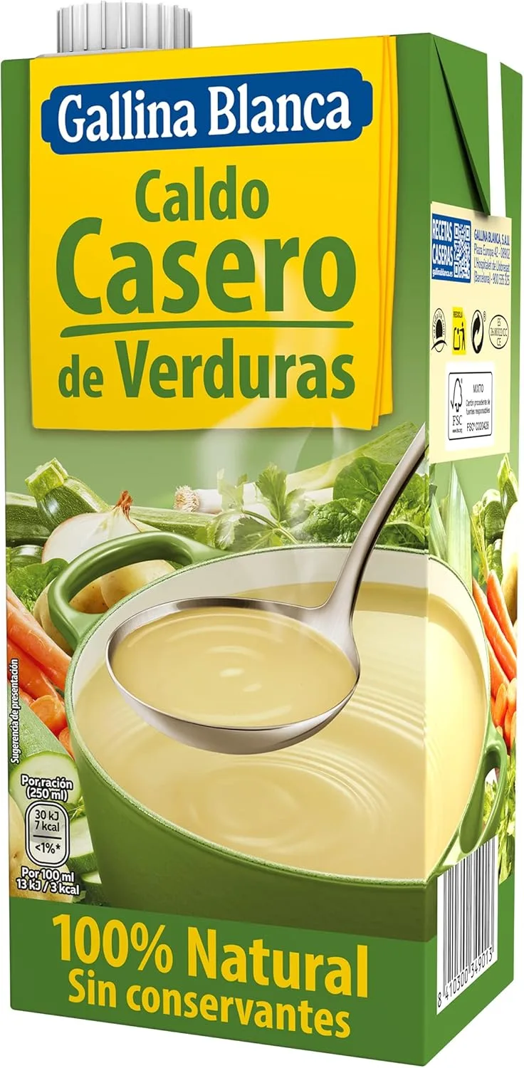 Gallina Blanca ▫️ Caldo de Legumes Caseiro 100% Natural: Feito com Legumes Selecionados da Horta, Cozedura Lenta. Sem glúten, sem conservantes, com baixo teor de gordura - 1L