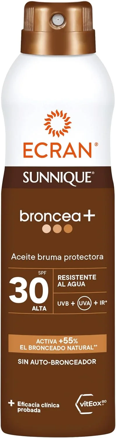 Ecran ▫️ Sunnique - Bruma Protetora com Óleo FPS 30, Proteção UVB + UVA e IR-A, Resistente à Água, com Tecnologia Pure Bronze e VitEox 80, Estimula o Bronzeado Natural, Sem Autobronzeador - 250 ml