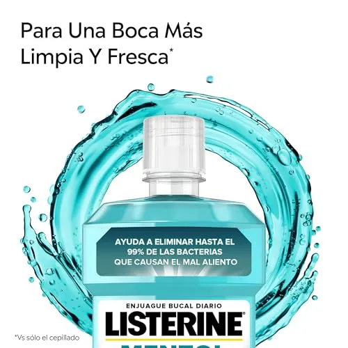 Listerine ▫️ Mentol (1 x 250 ml), elixir bucal com flúor, elixir para as gengivas com 24 horas de proteção, elixir bucal que elimina as bactérias, para um hálito fresco duradouro 3