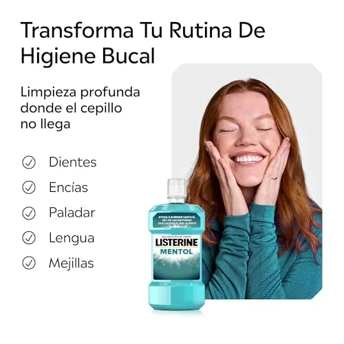 Listerine ▫️ Mentol (1 x 250 ml), elixir bucal com flúor, elixir para as gengivas com 24 horas de proteção, elixir bucal que elimina as bactérias, para um hálito fresco duradouro 4