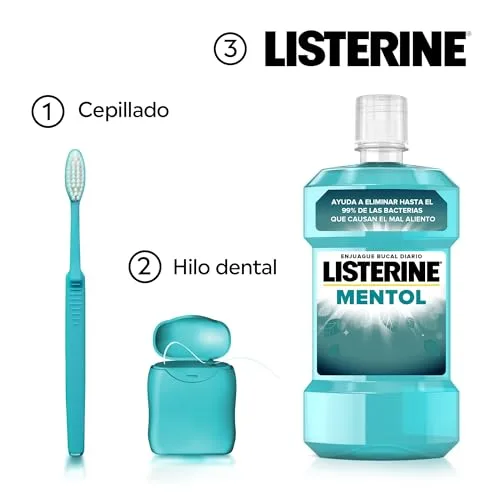 Listerine ▫️ Mentol (1 x 250 ml), elixir bucal com flúor, elixir para as gengivas com 24 horas de proteção, elixir bucal que elimina as bactérias, para um hálito fresco duradouro 6
