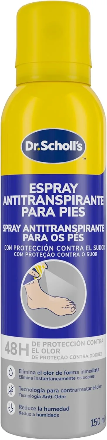 Dr. Scholl's ▫️ Fresh Step, Desodorizante para os pés com fórmula antitranspirante, neutraliza o odor durante 24 horas e absorve a humidade e o suor, 1x150 ml