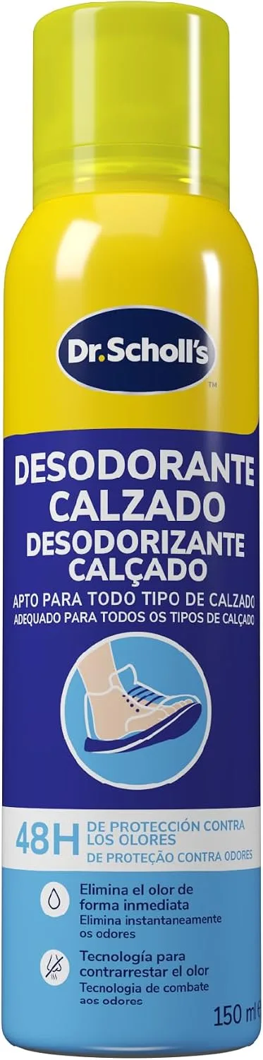 Dr. Scholl's ▫️ Desodorizante para Calçado 150 ml - Desodorizante para calçado em spray com neutralizador de odores 48h, elimina o odor do calçado, frescura duradoura, adequado para todos os tipos de calçado