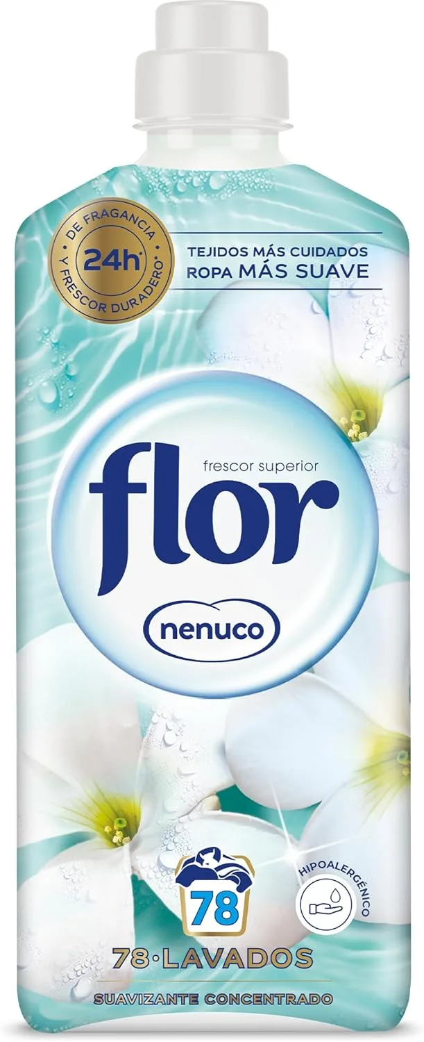 Flor ▫️ Amaciador de roupa concentrado, aroma de nenuco, hipoalergénico, 78 doses, 1404 ml