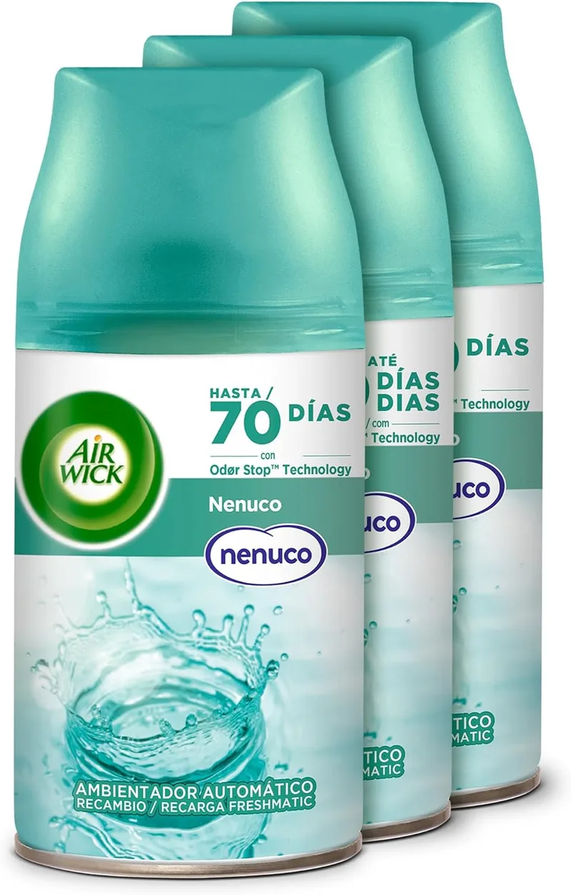 Air Wick ▫️ Freshmatic - Recarga de ambientador automático em spray, aroma a Nenuco - 3 x 250 ml