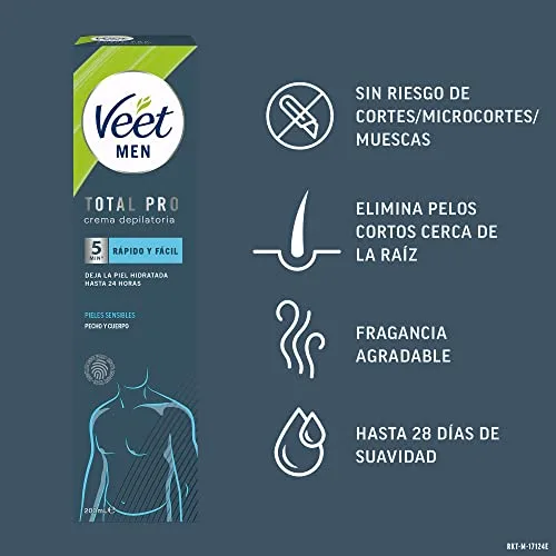 Veet ▫️ Men Creme Depilatório Masculino para Peito, Costas, Braços e Pernas, Peles Sensíveis, 200 ml 2