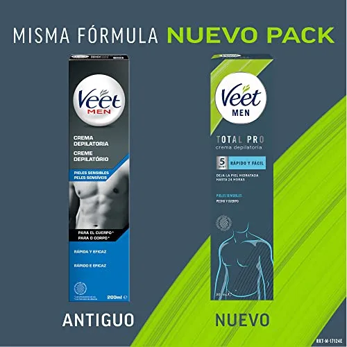 Veet ▫️ Men Creme Depilatório Masculino para Peito, Costas, Braços e Pernas, Peles Sensíveis, 200 ml 5