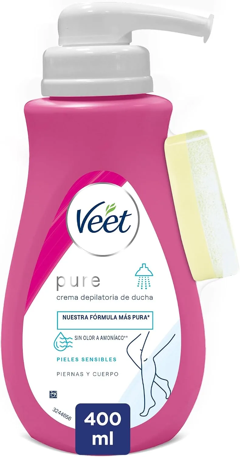 Veet ▫️ Creme Depilatório Corporal para Utilizar no Duche para Mulher, com Dosador, Pele Sensível - 400 ml