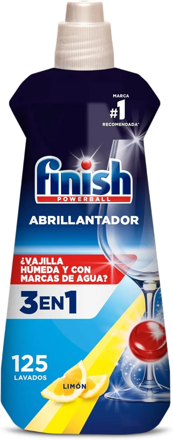 Finish ▫️ Dishwasher Rinse, enxaguamento para máquina de lavar loiça, sem brilho e sem riscos, com aroma a limão - 500ml - 125 lavagens,